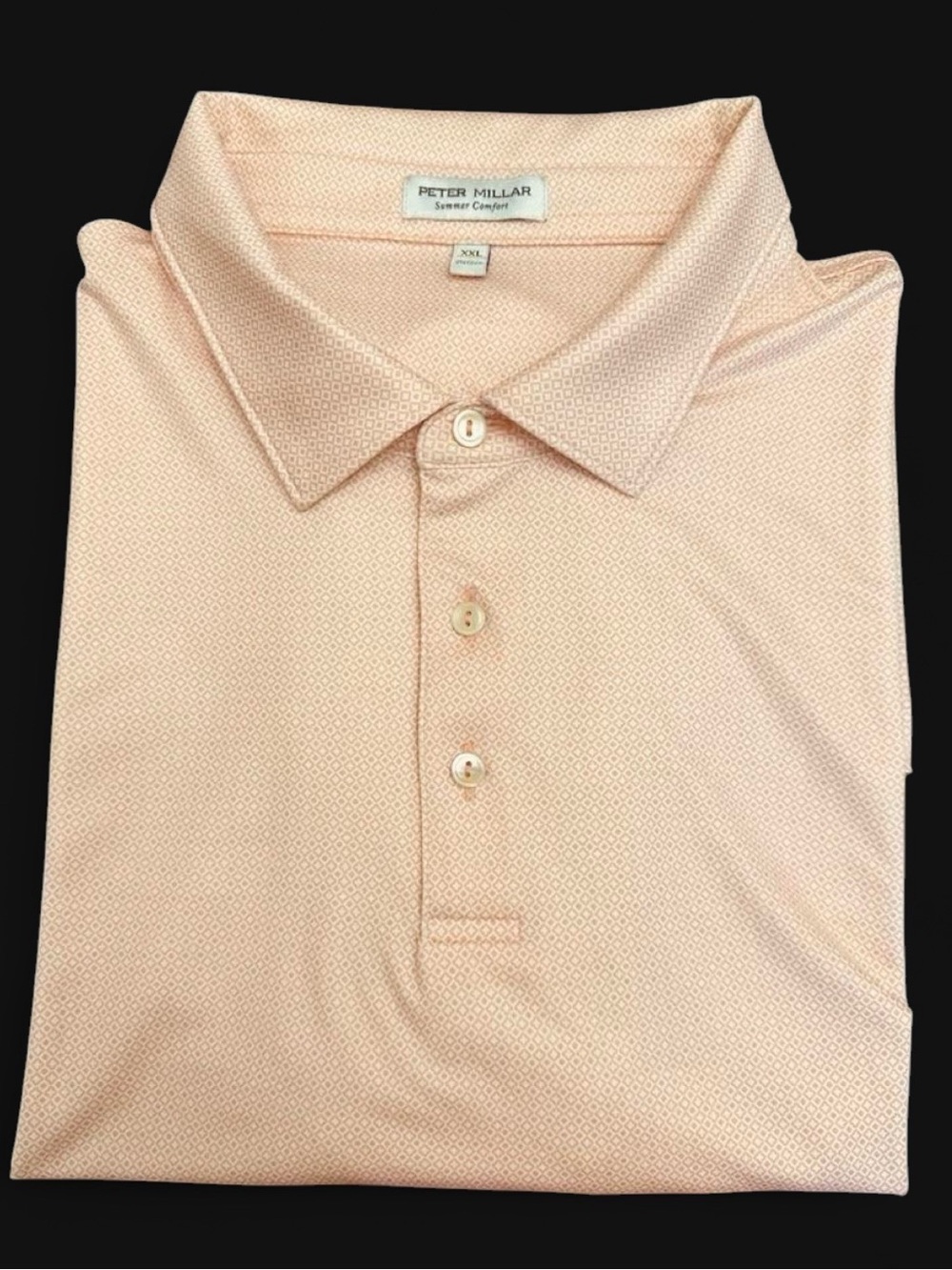 Peter Millar Summer Comfort Performance Polo XXL Orange Peach Geometric Premium